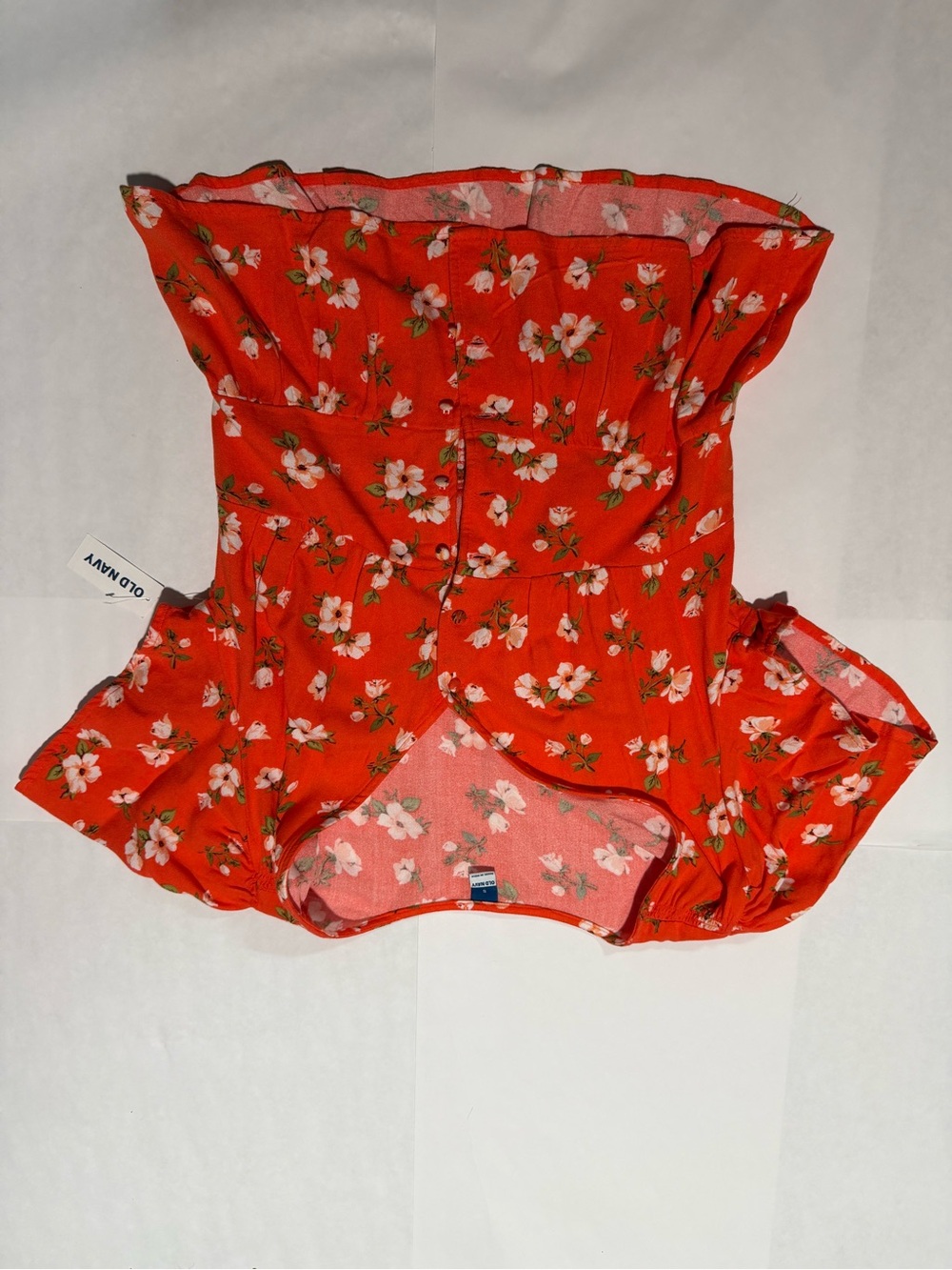 Old Navy Bright Red Floral Girls' One-Piece Swimsuit with Ruffle Trim